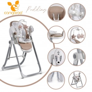 СТОЛЧЕ ЗА ХРАНЕЊЕ + РЕЛАКСАТОР PUDDING BEIGE 2 IN 1 CANGAROO