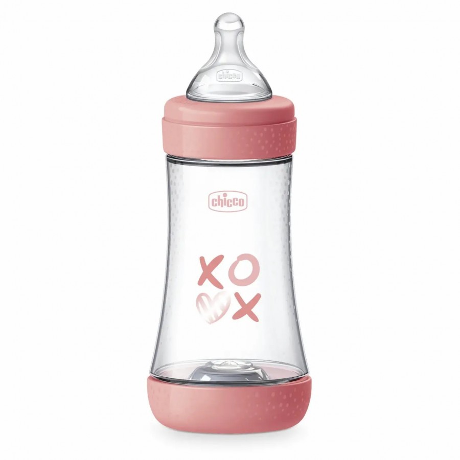ШИШЕ ПЛАСТИЧНО PERFECT5 240МЛ РОЗЕ 2М+ СИЛИКОН CHICCO